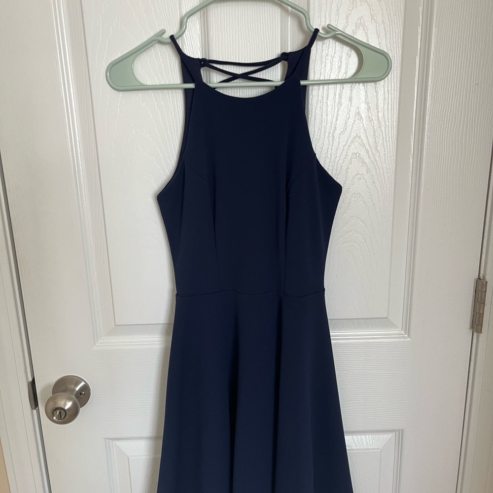 B Darlin Size 0 Navy Blue Halter Dress